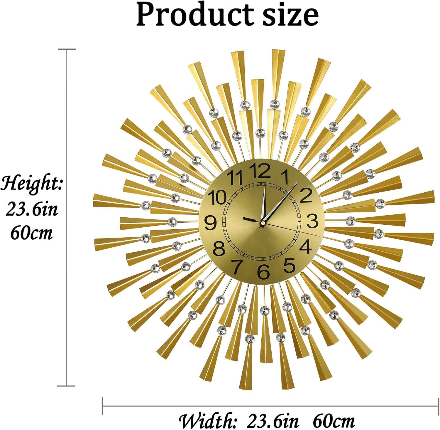 Large Wall Clock Decorative Wall Clocks 3D Non-Ticking Silent Quartz Clocks with Arabic Numerals for Living Room Home Kitchen Decor