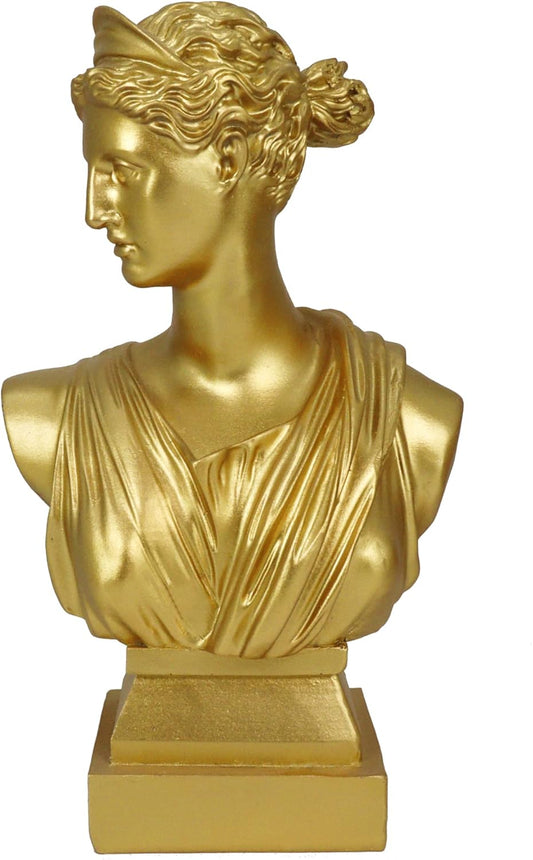 12" Greek Statue Diana Sculpture Decor, Vintage Gold Simple Art,Symbol of Good Luck and Wisdom,Decorations Applicable Home,Living Room, Bedroom,Office Desk Table Indoor,Resin Gift for Women,Friend