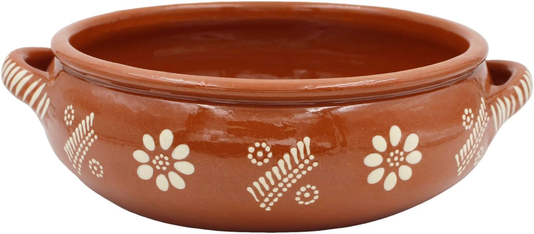 Traditional Portuguese Hand-Painted Vintage Clay Terracotta Cooking Pot Cazuela (N.2 7" Diameter)