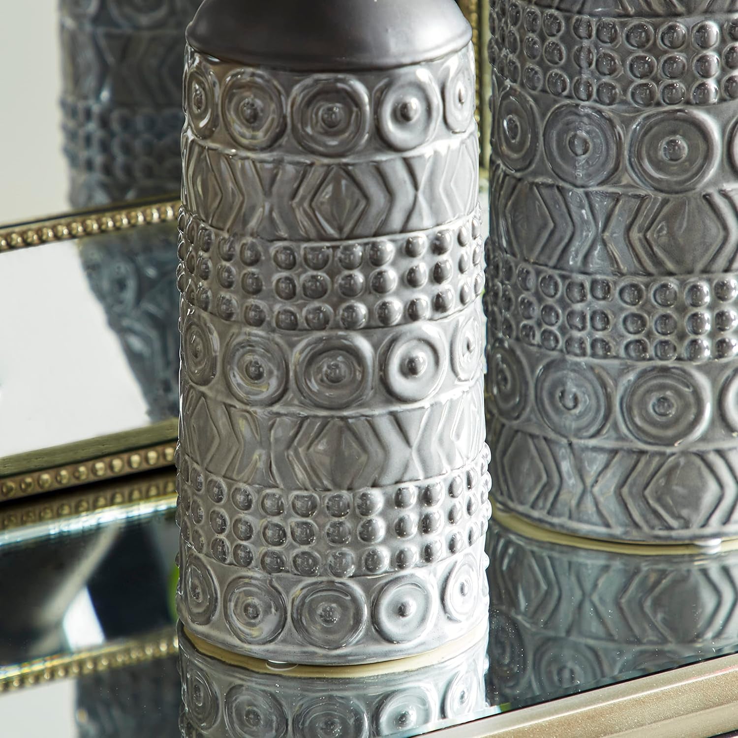 Vase, 4" L X 4" W X 16" H, Grey