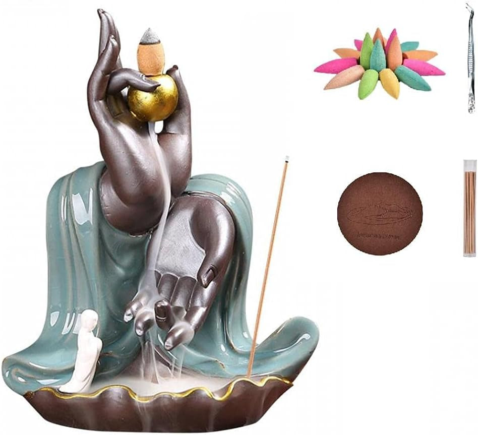 Incense Holder Waterfall Incense Cone Sticks Holder Backflow Incense Burner Ceramics Statue for Home Fragrance Decor (2)