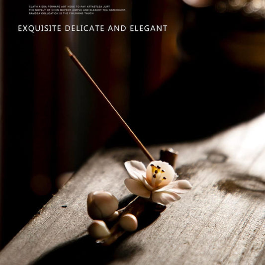 Incense Stick Burner Holder-Ceramic Handmade Flower Decorative Incense Burner for Incense, Ceramic Incense Sticks Holder for Yoga, Meditation, Bedroom(Pink)