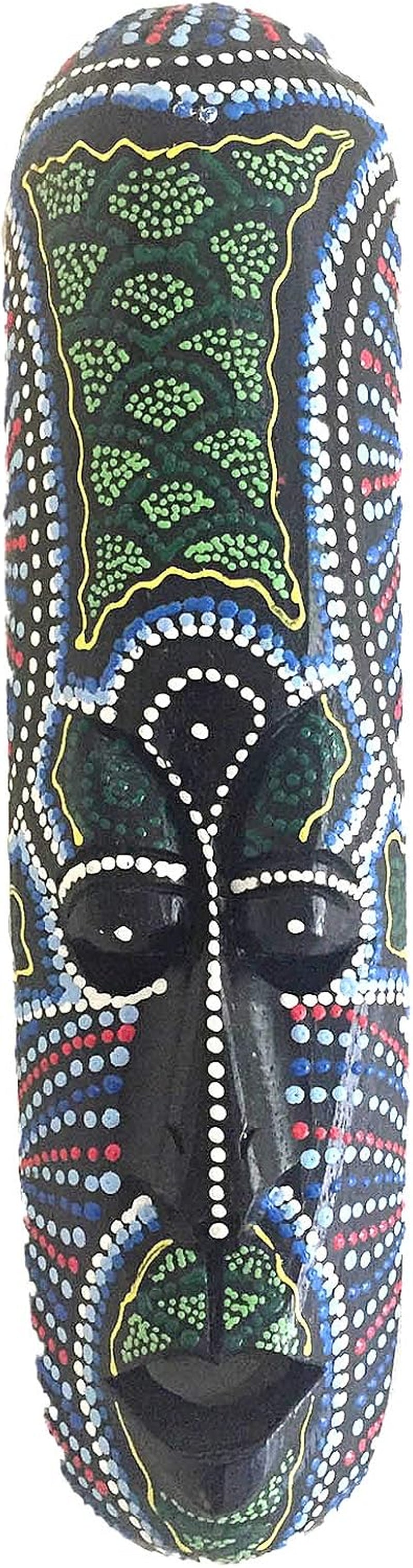 African Mask Lucky in Love Aboriginal Style Hand Painted Wooden Mask Wall Hanging Decor