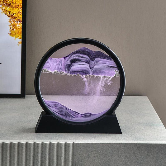 3D Moving Sand Art Decor for Dressers, round Glass Flowing Sand Home Decor, Living Room Craft Ornament Office Desk Circular Art, Halloween Decor, Decoration Items, Living Room, Decorating