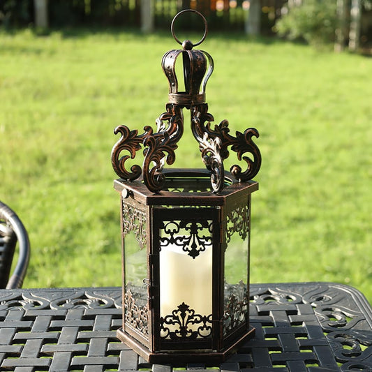 Elegant 17.7" Black Lanterns - Outdoor & Indoor Vintage Candle Holders with Tempered Glass for Patio, Porch, Table, Wedding Decor