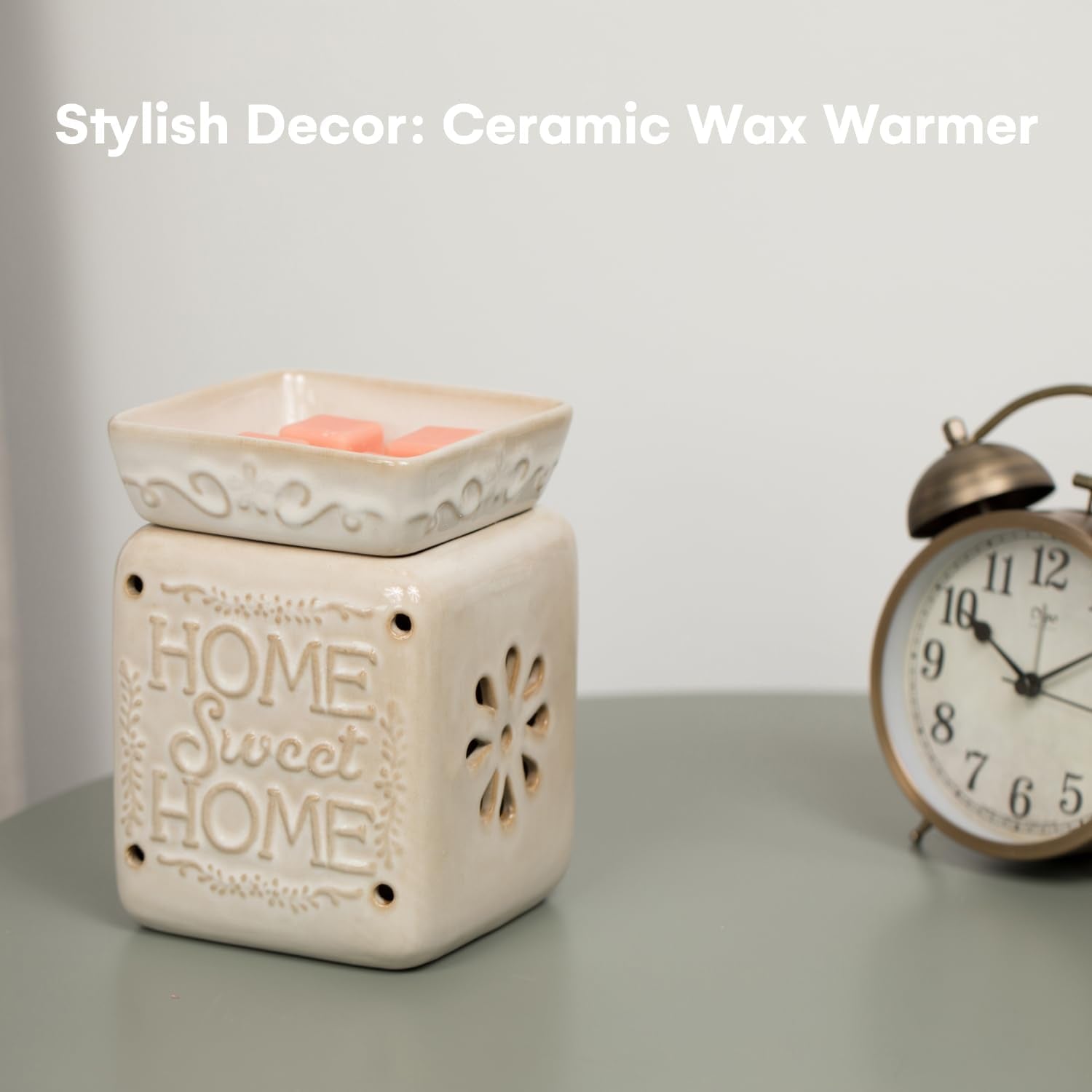 Wall Plug-In Wax Warmer for Scented Wax Ceramic Home Sweet Home Electric Home Fragrance Warmer for Essential Oils Candle Wax Melts and Tarts Scent Warmer Night Light