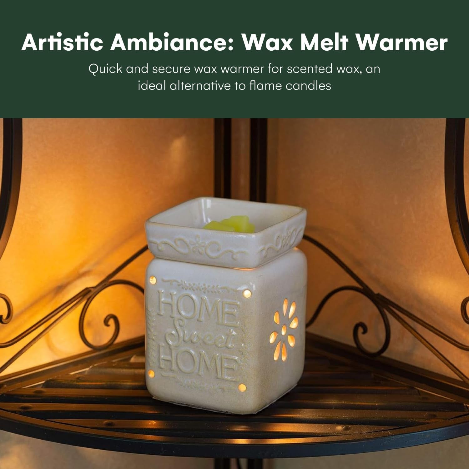 Wall Plug-In Wax Warmer for Scented Wax Ceramic Home Sweet Home Electric Home Fragrance Warmer for Essential Oils Candle Wax Melts and Tarts Scent Warmer Night Light