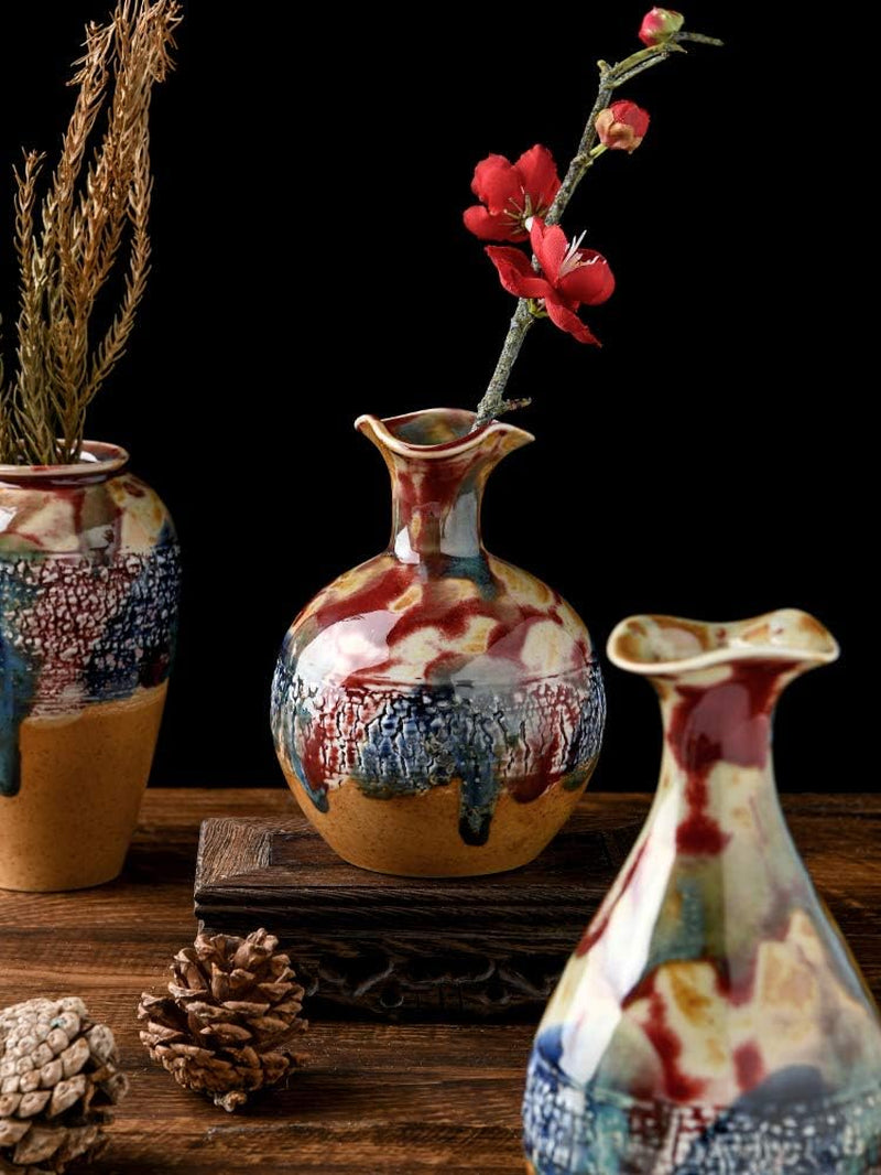 Ceramic Flower Vases Set of 3, Special Design Style of Flambed Glazed,Decorative Modern Floral Vase for Home Decor Living Room Centerpieces and Events…