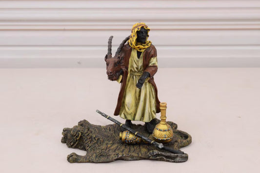 Vienna Bronze Arab Hunter Figurine – Oriental Statue with Trophy – Hand-Painted Bronze Style – Vintage Decorative Sculpture