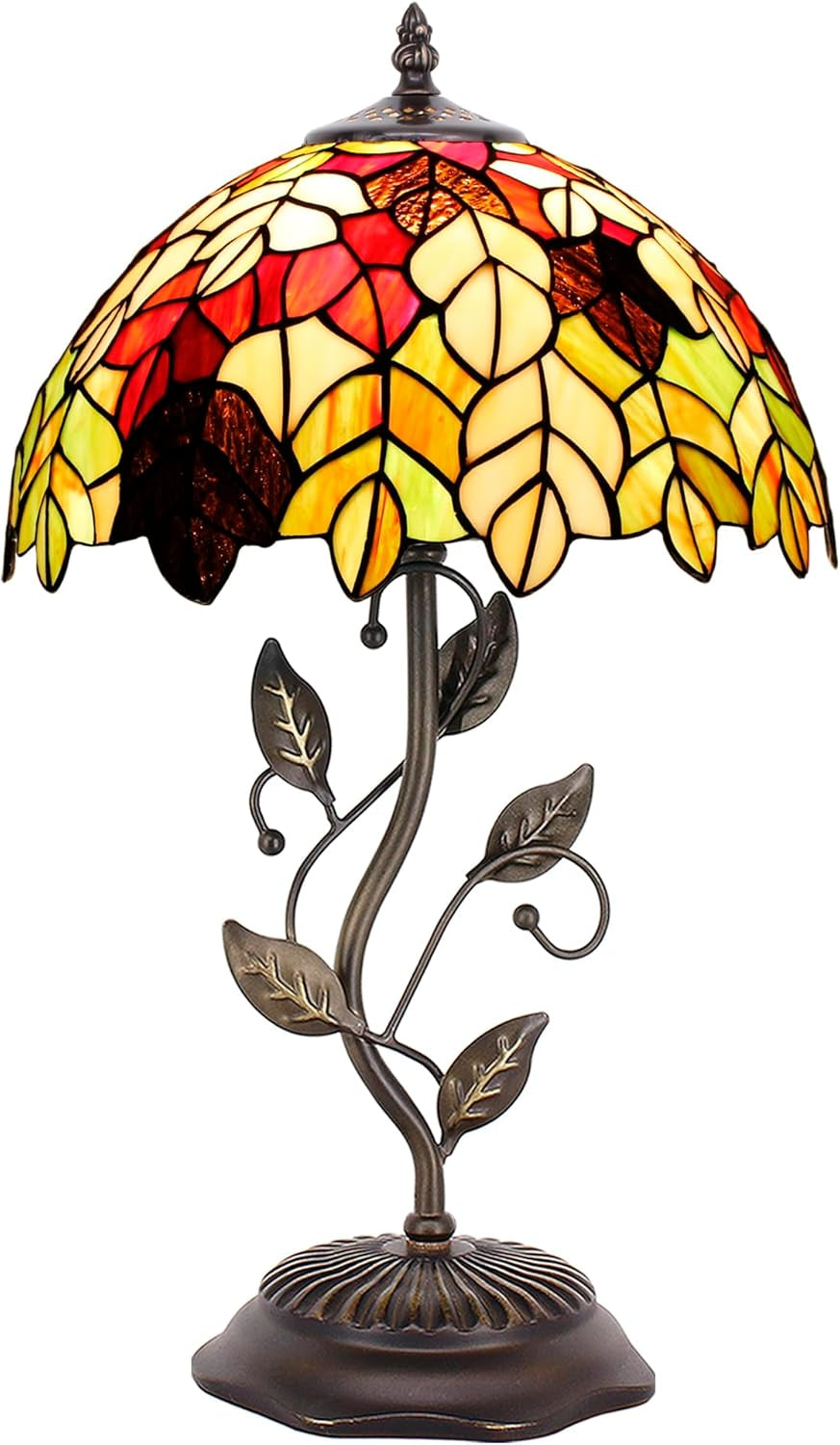 Tiffany Lamp Table Lamp Stained Glass Desk Lamps 12X12X19 Inches Reading Light Decor Bedroom Living Room (Maple Leaf Style)
