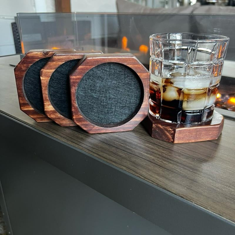 Octagonal Handmade Wooden Coasters Tableware