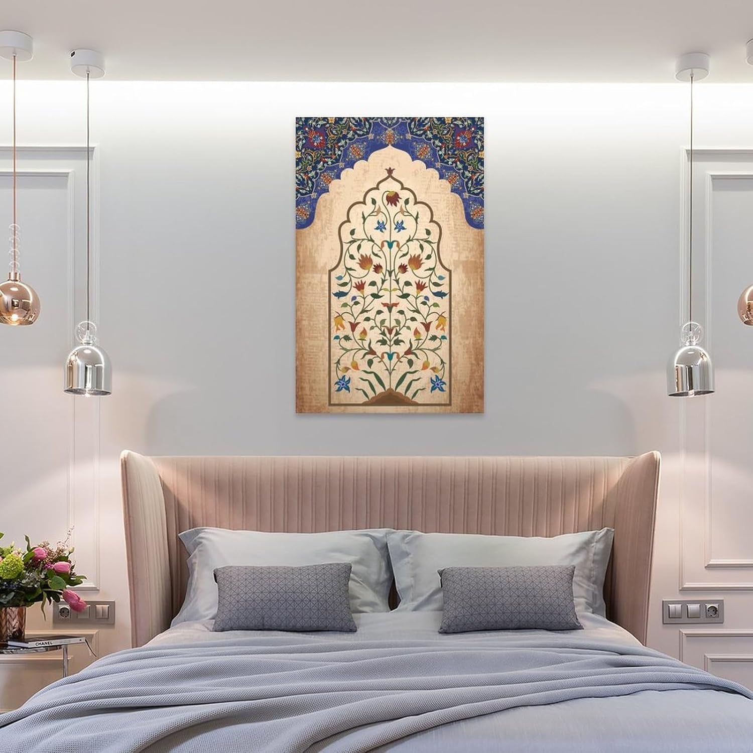 Mughal Wall Art, Arabian Ladies Painting Poster Persian Floral Peacock Art Poster Wall Art Painting Canvas Painting Posters and Prints Wall Art Pictures for Living Room Bedroom Decor 12X18Inch(30X45C