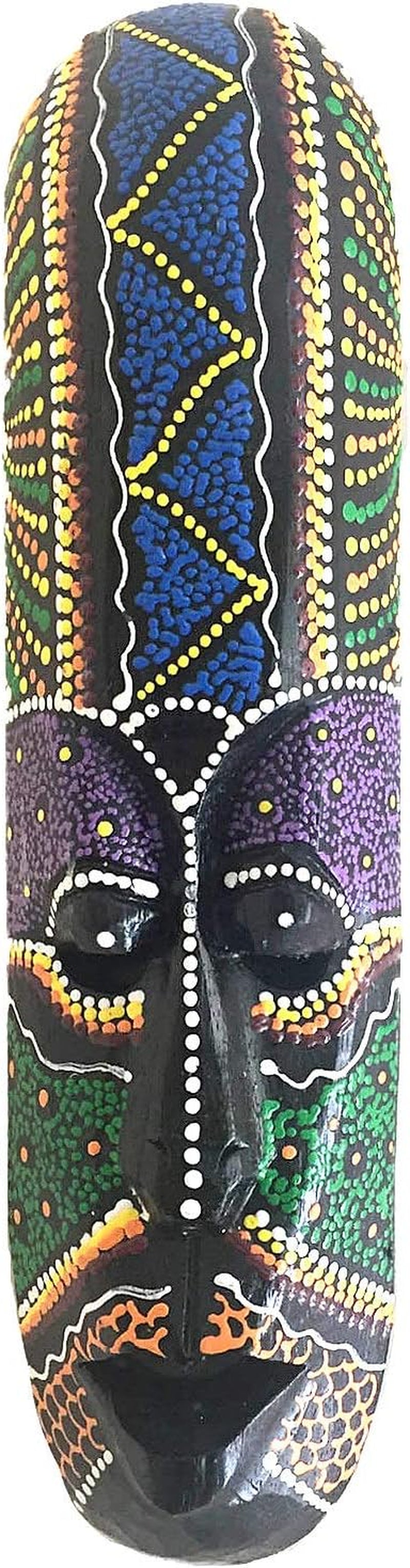 African Mask Lucky in Love Aboriginal Style Hand Painted Wooden Mask Wall Hanging Decor