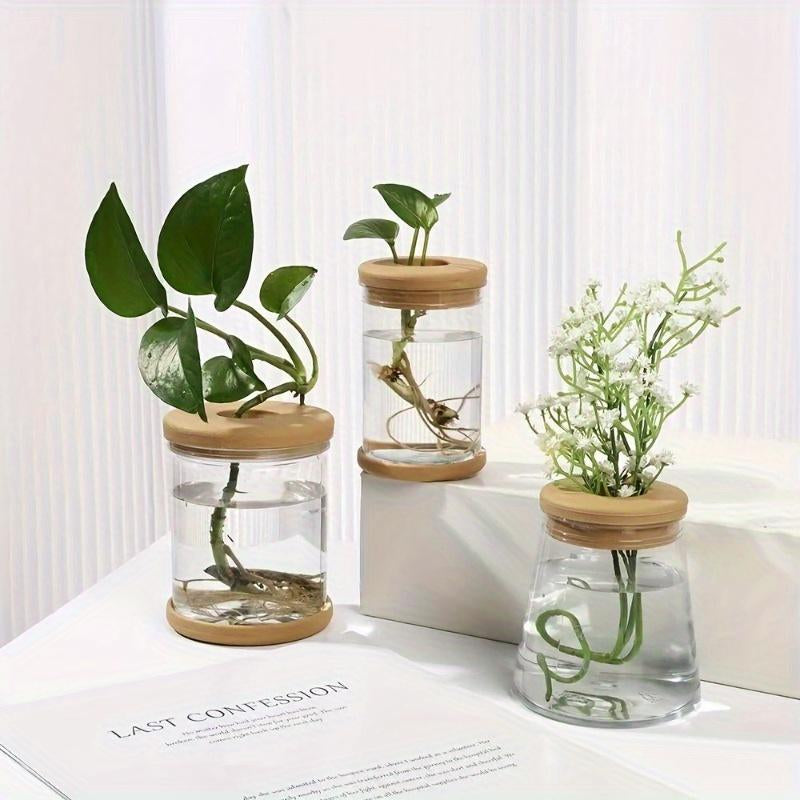 3Pcs, Hydroponic Plant Vase, Clear Plastic Propagation Pot, 3.5 Inch Indoor Small Grow Pot for Home Decoration.