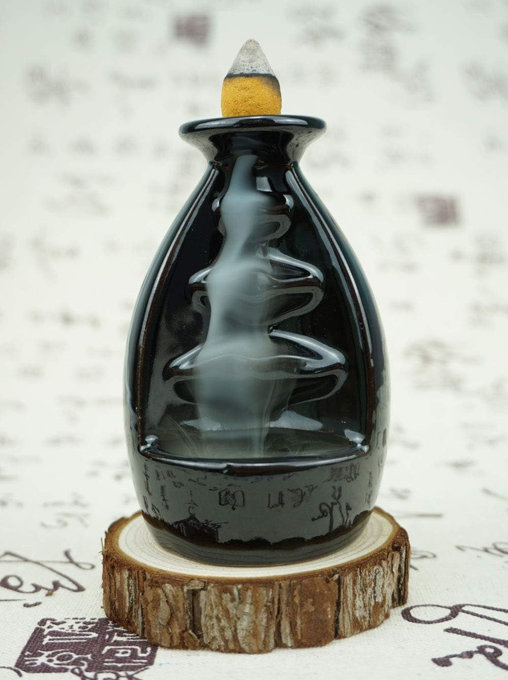 Incense Burner Handmade Ceramic Incense Holder Waterfall Backflow Incense Burner Bottle Porcelain Statue