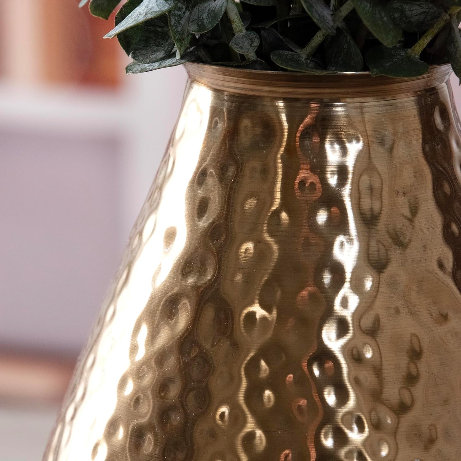 Decorative Metal Vase with Hammered Rustic Bronze Ombre Finish 12In