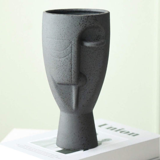 Face Art Vases, Delicately Carved Body Vases, Simple Ceramic Vases, Creative Floral Vases, Home Office Decoration Vases(Black)