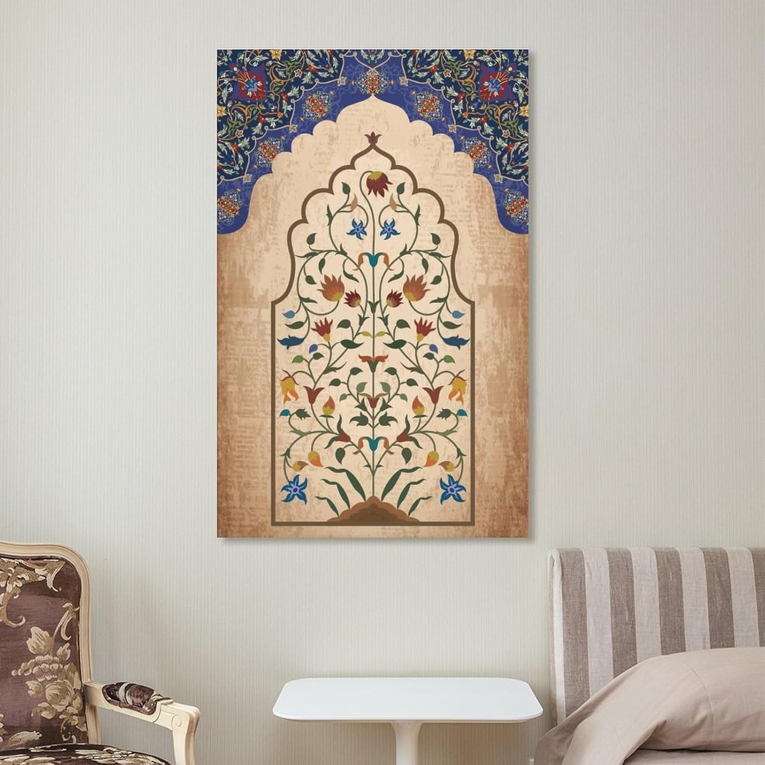 Mughal Wall Art, Arabian Ladies Painting Poster Persian Floral Peacock Art Poster Wall Art Painting Canvas Painting Posters and Prints Wall Art Pictures for Living Room Bedroom Decor 12X18Inch(30X45C