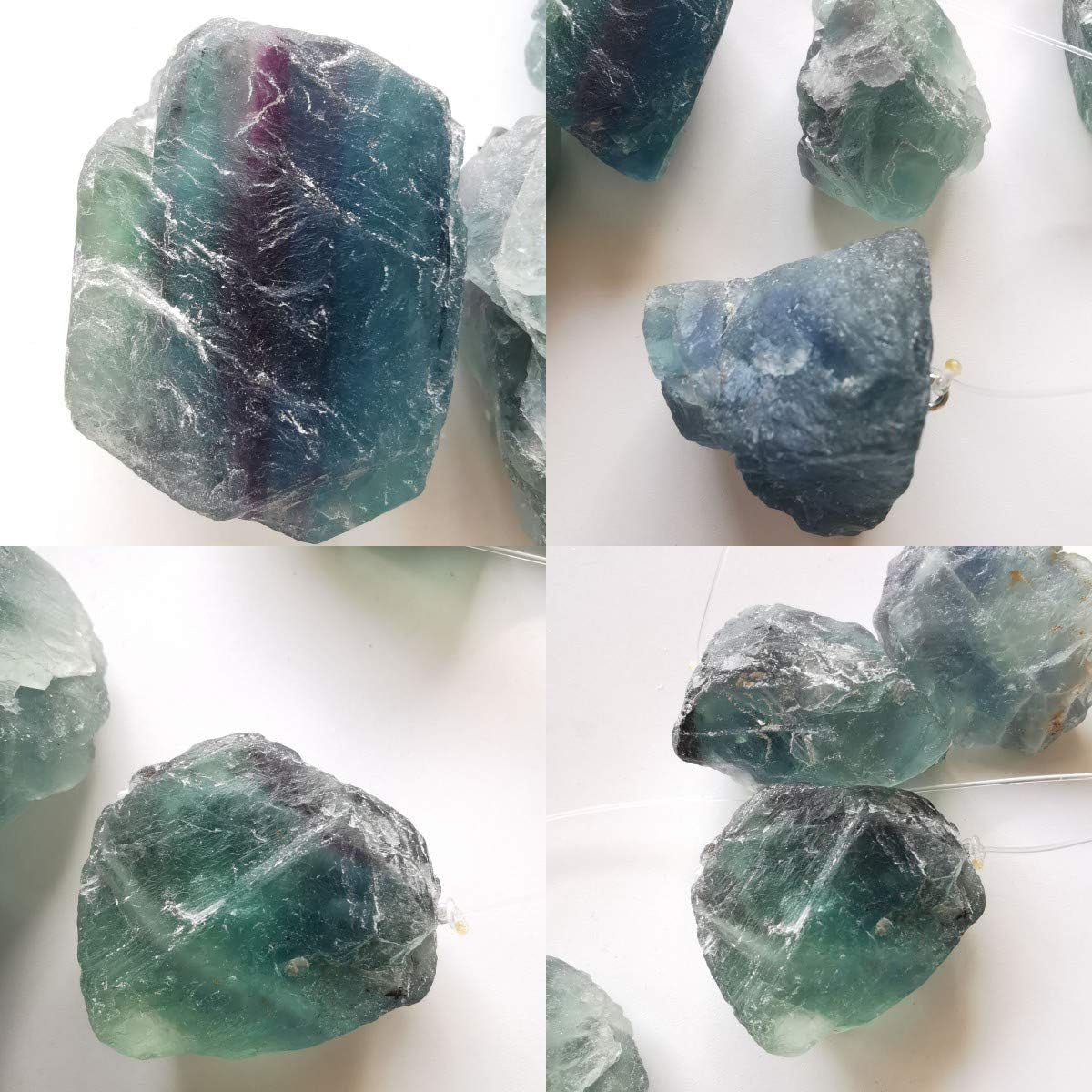 Natural Green Fluorite Raw Stones Wind Chime, Crystal and Healing Stones Decoration Figurine for Home Garden