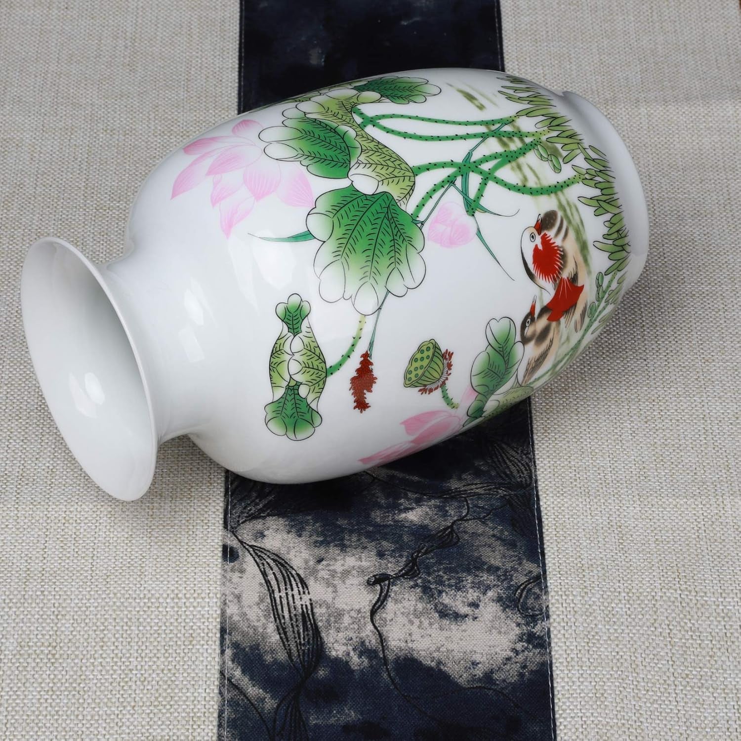 Chinese Ceramics, Blue and White Porcelain Flower Vase, Jingdezhen Handcrafted Porcelain Decro (Lotus)