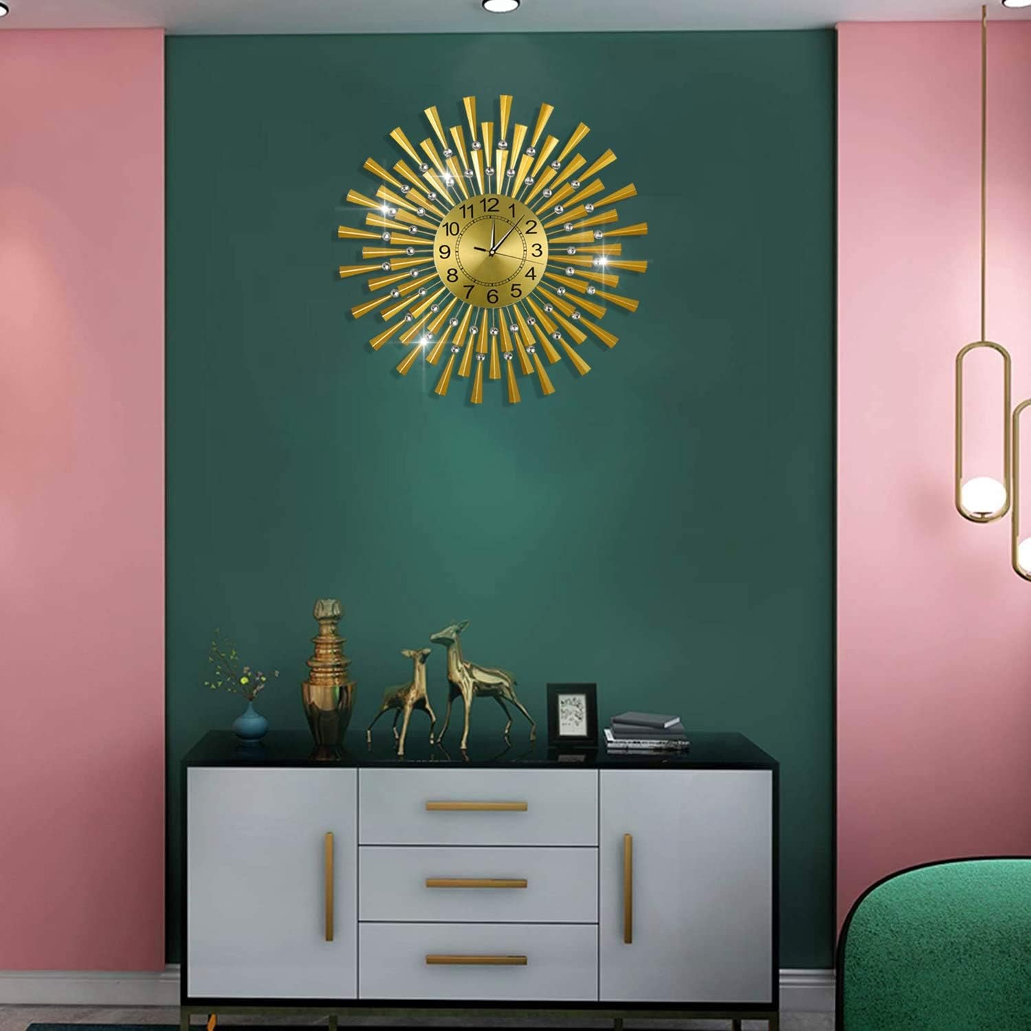 Large Wall Clock Decorative Wall Clocks 3D Non-Ticking Silent Quartz Clocks with Arabic Numerals for Living Room Home Kitchen Decor