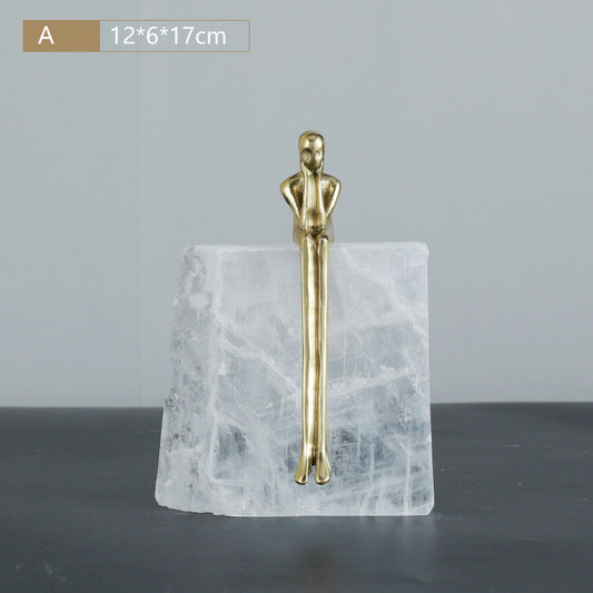 Little Bronze Man Crystal Stone Ornaments