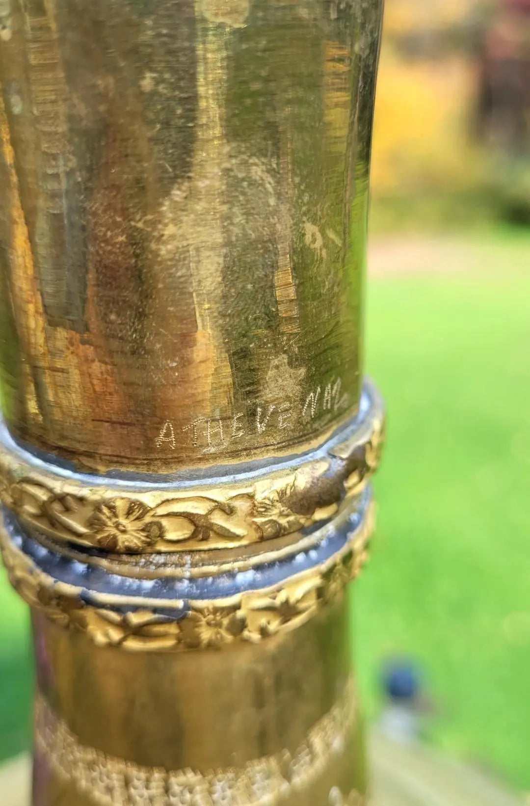 Antique Rajhastani Brass Oversized Mughal Bottle Urn. Indian Art Mid Century. 38"