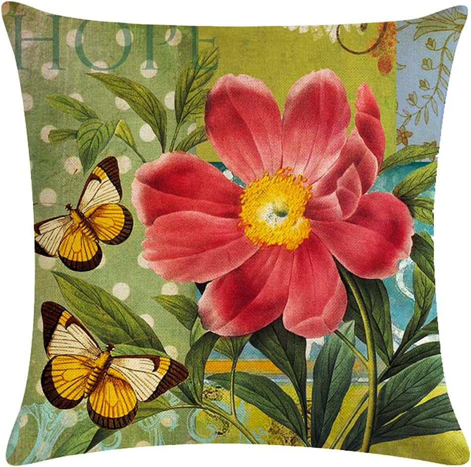 Hand Painting Flowers Pattern Decorative Soft Throw Pillow Case Cushion Covers 18X18 Inches Pack of 4
