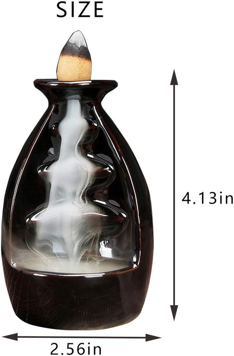 Incense Burner Handmade Ceramic Incense Holder Waterfall Backflow Incense Burner Bottle Porcelain Statue