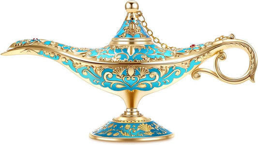 Vintage Aladdin Magic Lamp Genie Collector'S Edition /Wedding Table Decoration,Collectable Rare Classic Arabian Props Aladdin Pot & Delicate Gift for Party/Birthday(Peacock Blue)