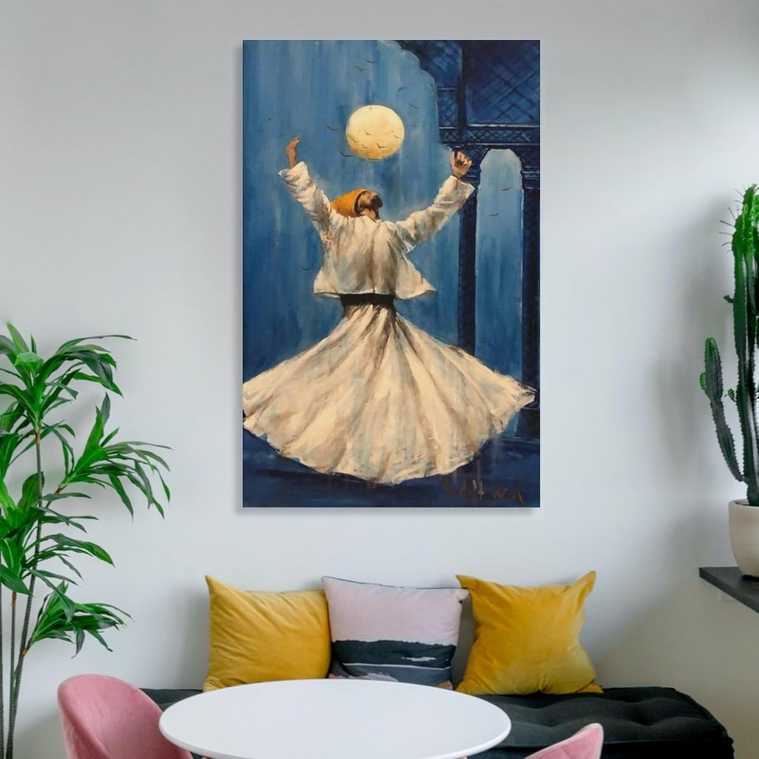 Poster Sufi Art Whirling Dervishes Turkish Dance Oil Painting Art Posters Abstract Muslim (28) Canvas Wall Art Posters Be Used for Room Aesthetics and Bedroom Living Room Decor Canvas Art Poster And