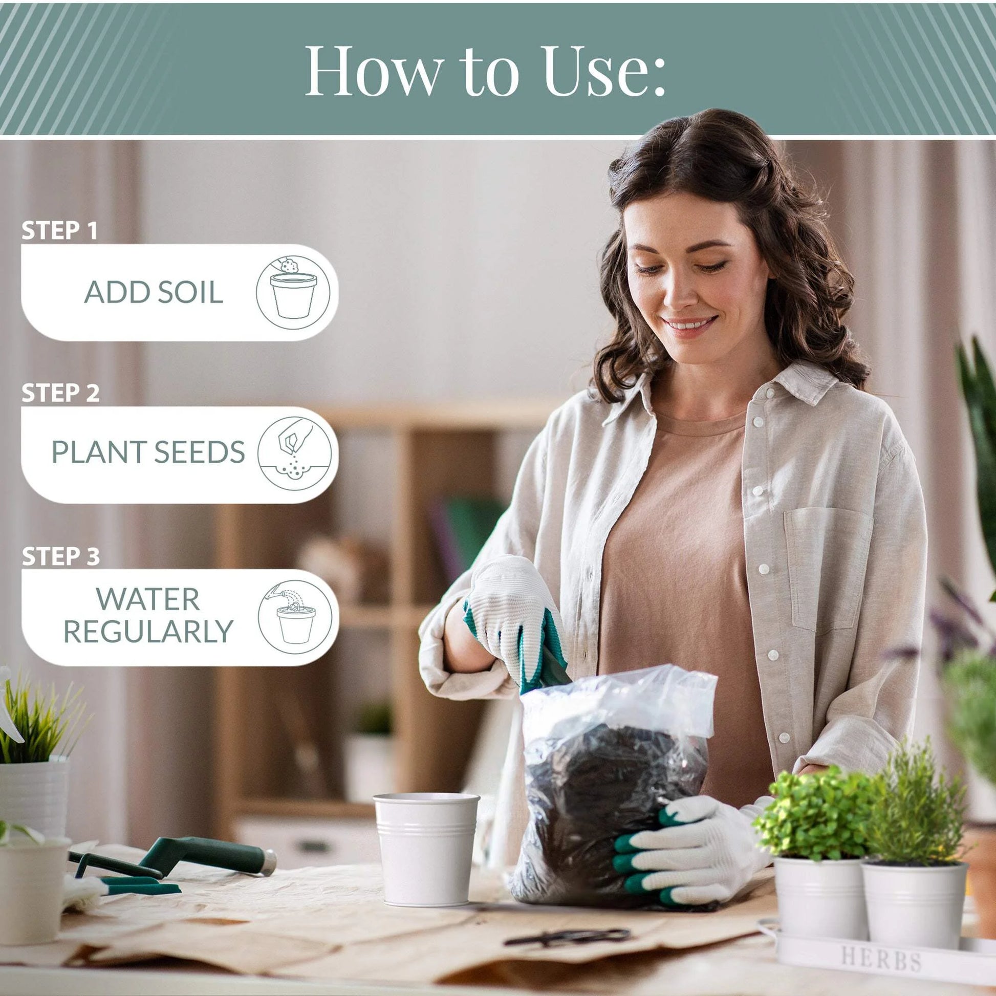 Farmhouse Herb Garden Planter Indoor Planter Set with Tray or Outdoor Apartment Window Planter Box, Windowsill Planter Box, Indoor Herb Planter Garden Pots Herb Pots, Black, Set/3