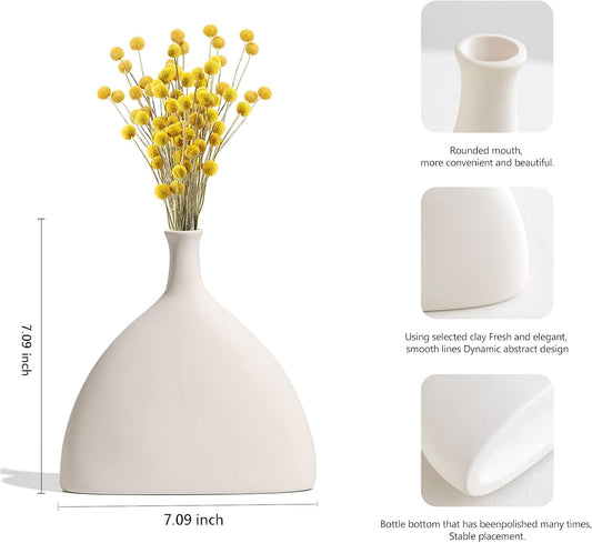 White Ceramic Vase for Home Decor, Modern Geometric Abstraction Decorative Vases for Centerpieces,Kitchen, Living Room,Office,Wedding,Gifts(Minimalist-Fish Tail)