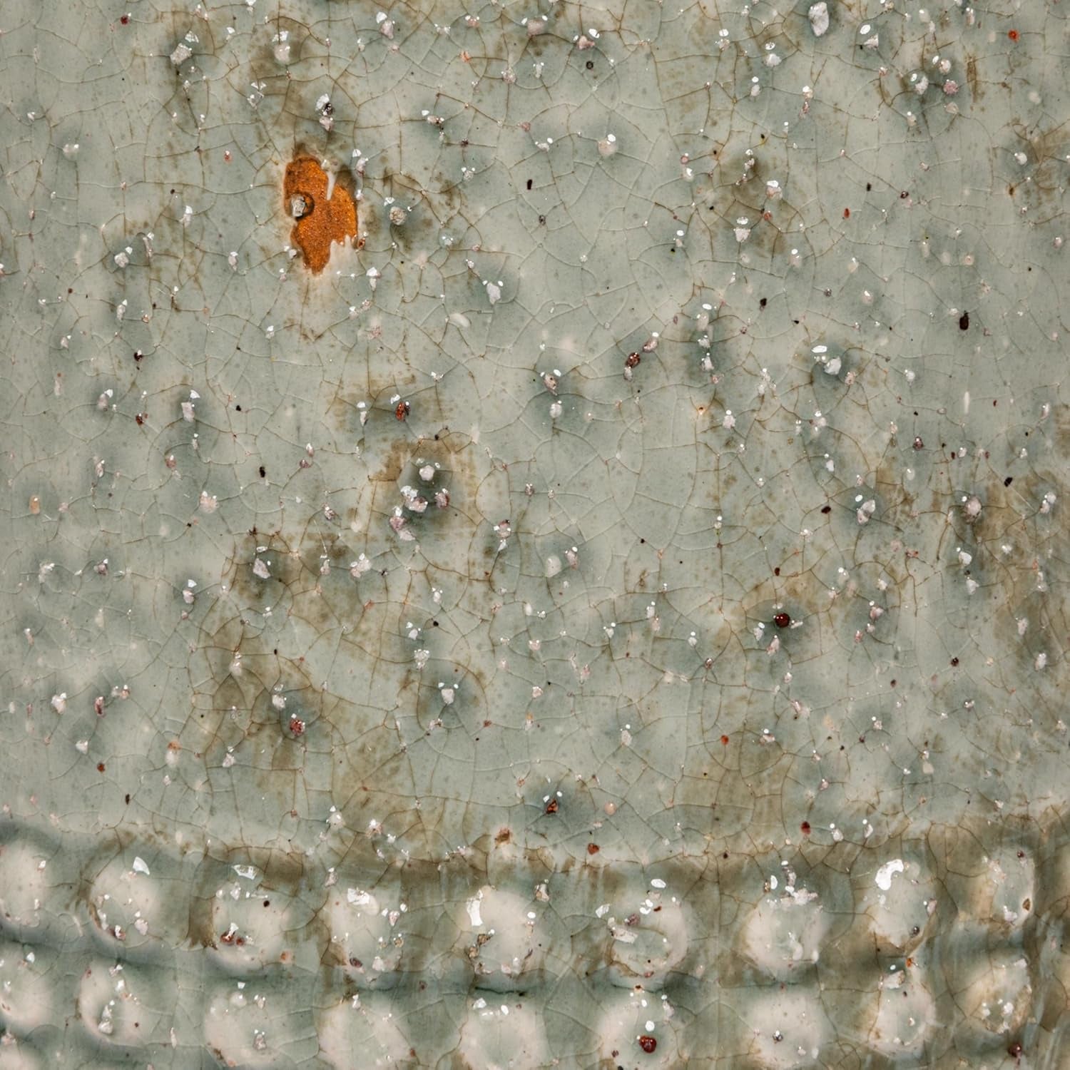 round Terra-Cotta Hobnail Planter Vase with Heavily Distressed Finish, Grey