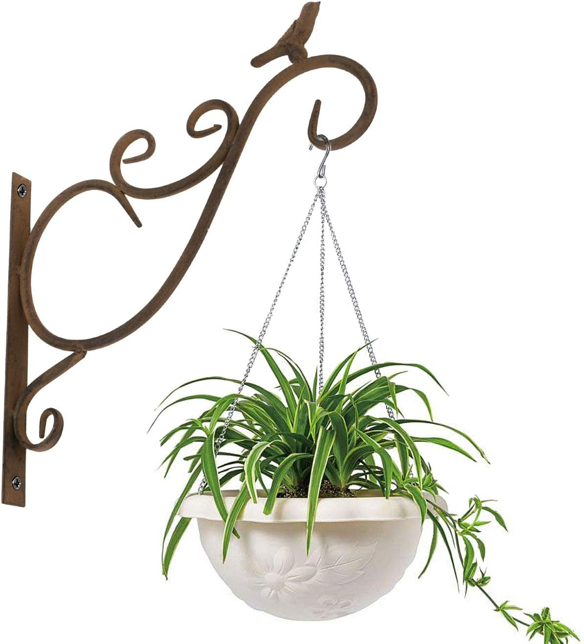 Wall Hanging Plant Bracket,2 Pack 12-Inch Retro Iron Metal Wall Hanger for Hanging Plant Flower Bird Feeder Planter Indoor Outdoor,Retro