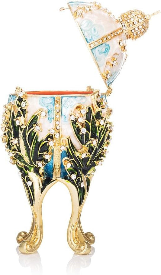 Hand Painted Easter Egg Style Decorative Enameled Trinket Box Unique Gift for Family