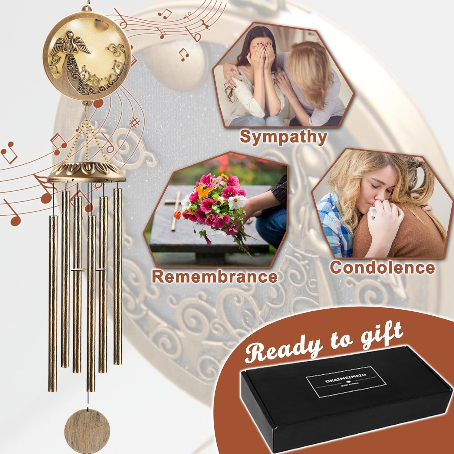 Wind Chimes, Solar Angel Wind Chimes Deep Tone, Memorial Gift for Mom/Grandma/Women, Windchimes Outdoor Clearance, Mother Garden/Patio/Yard Decor