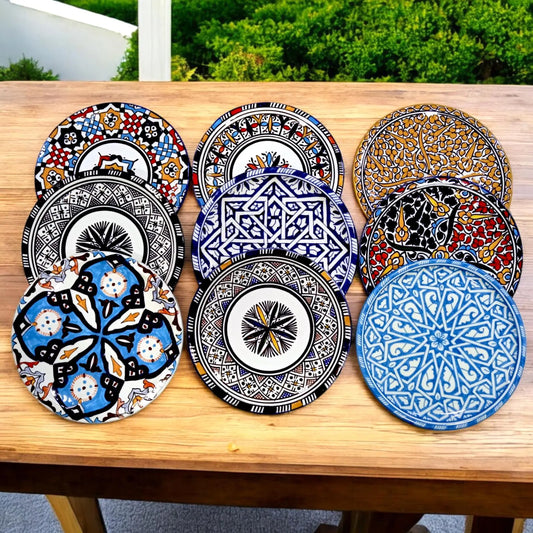 Ceramic Flat Plate, Serving Plate, Moroccan Ceramic Plates, Dinnerware, Tableware Colorful Serving Dishes Dishwasher & Microwave Safe