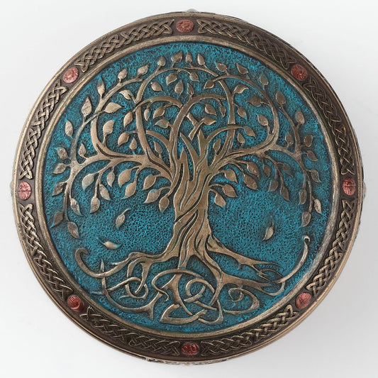 4 Inch Spiritual Tree of Life Cold Cast Resin Bronze Finish Trinket Jewelry Box