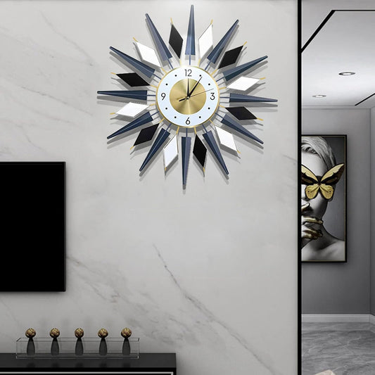 Large 23.6 INCH Metal Starburst Wall Clock,Non-Ticking Silent Quartz Mid-Century Satellite Large Wall Clocks, Big Wall Clocks for Living Room Kitchen Office Decor…