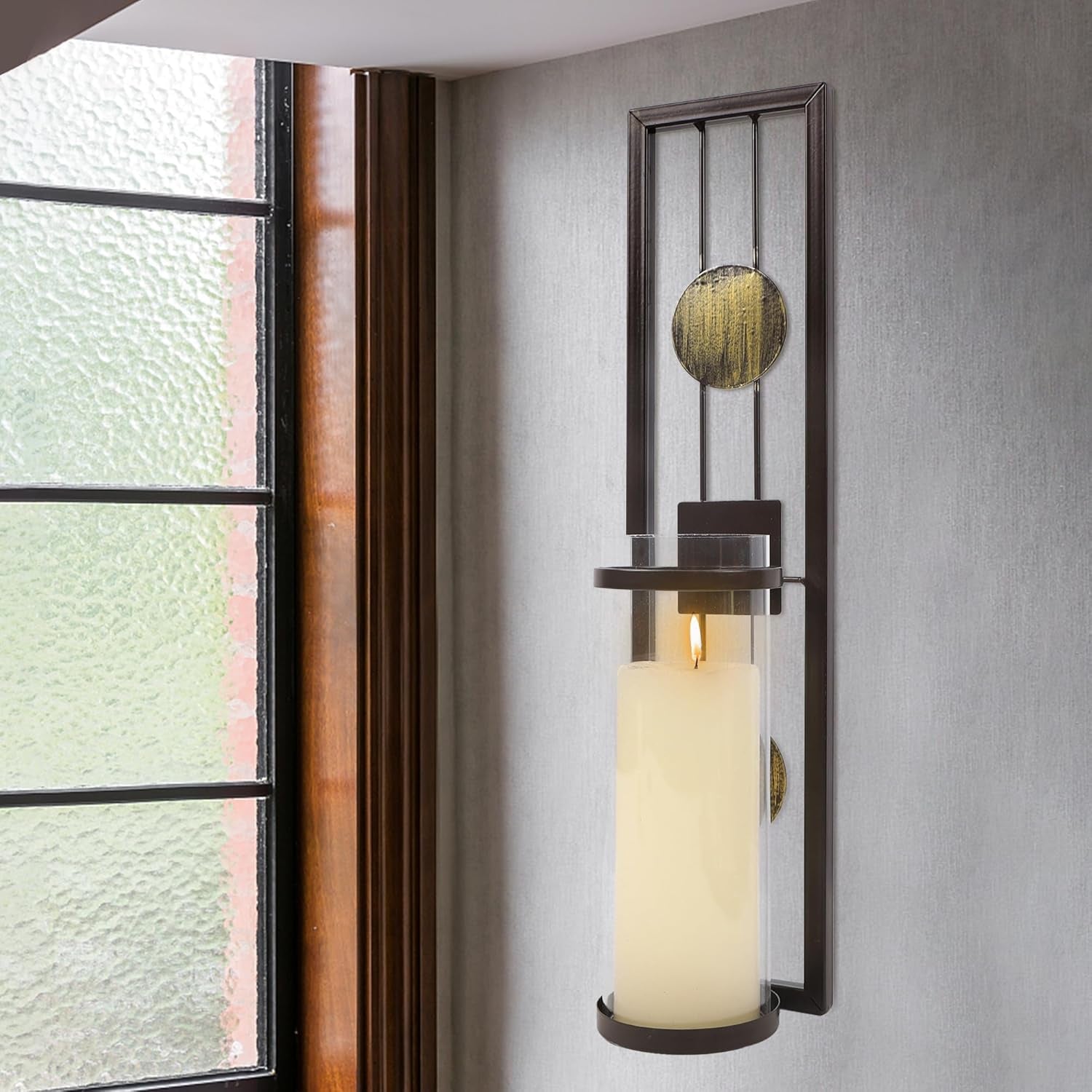 Set of 2 Wall Sconce with Candle Holders, Metal Antique Bronze Style Wall Classic Home Decorations(Not Include Candle), for Living Room, Bathroom, Dining Room