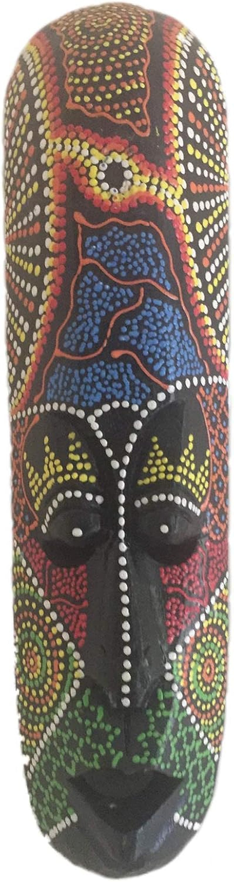 African Mask Lucky in Love Aboriginal Style Hand Painted Wooden Mask Wall Hanging Decor