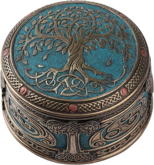 4 Inch Spiritual Tree of Life Cold Cast Resin Bronze Finish Trinket Jewelry Box