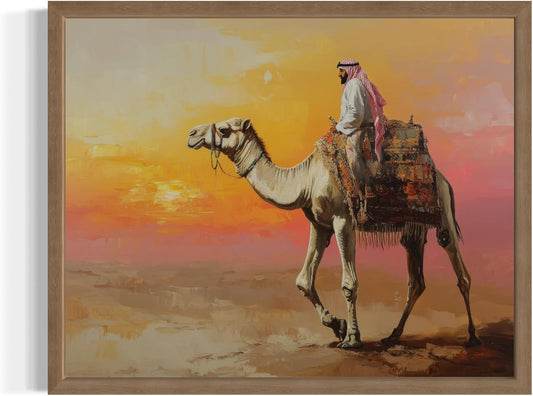 Saudi Arabia Art Print Poster, in Traditional Outfit Heritage Landscape Scenery for Bedroom Bathroom Living Room Decor 100 (Saudi Arabia, 11 X 14 Inches, Wood Frame)