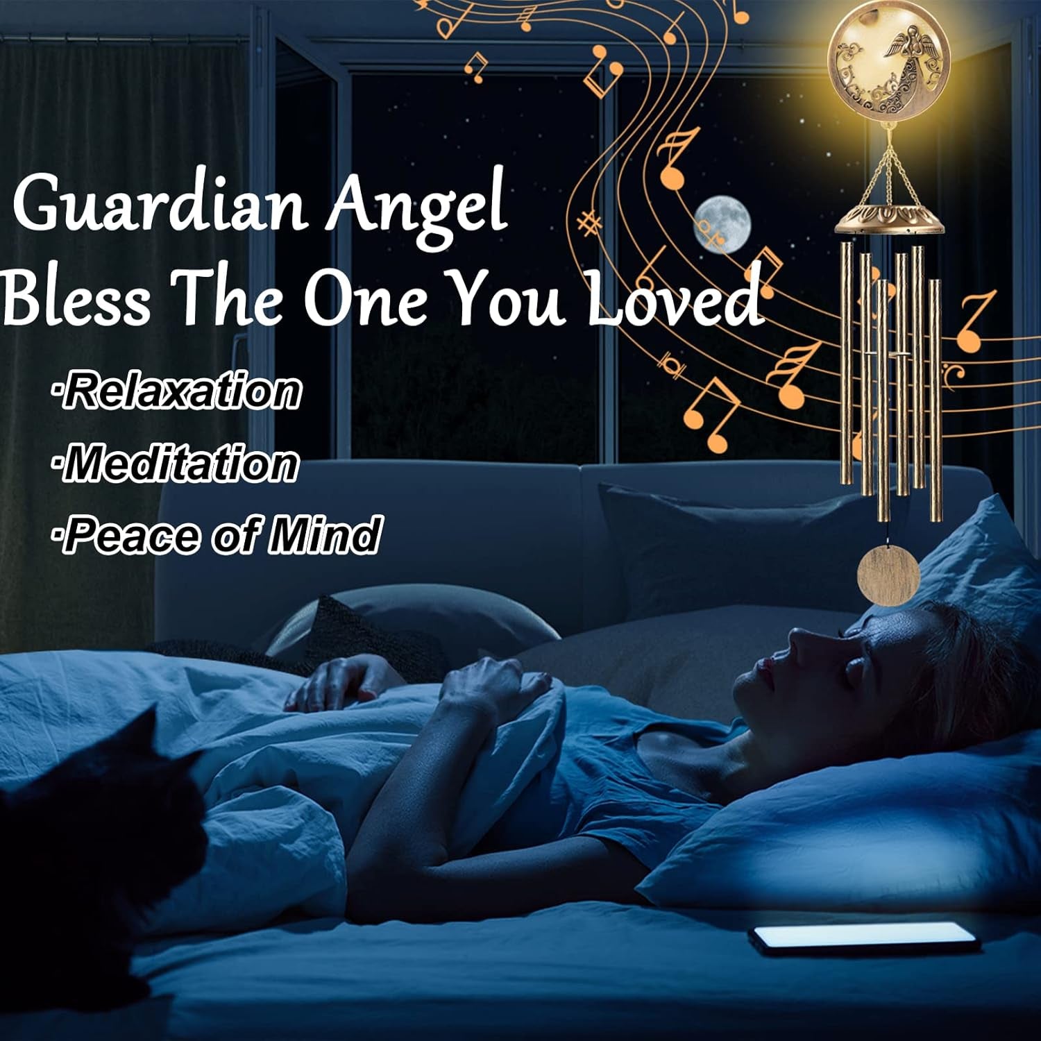 Wind Chimes, Solar Angel Wind Chimes Deep Tone, Memorial Gift for Mom/Grandma/Women, Windchimes Outdoor Clearance, Mother Garden/Patio/Yard Decor