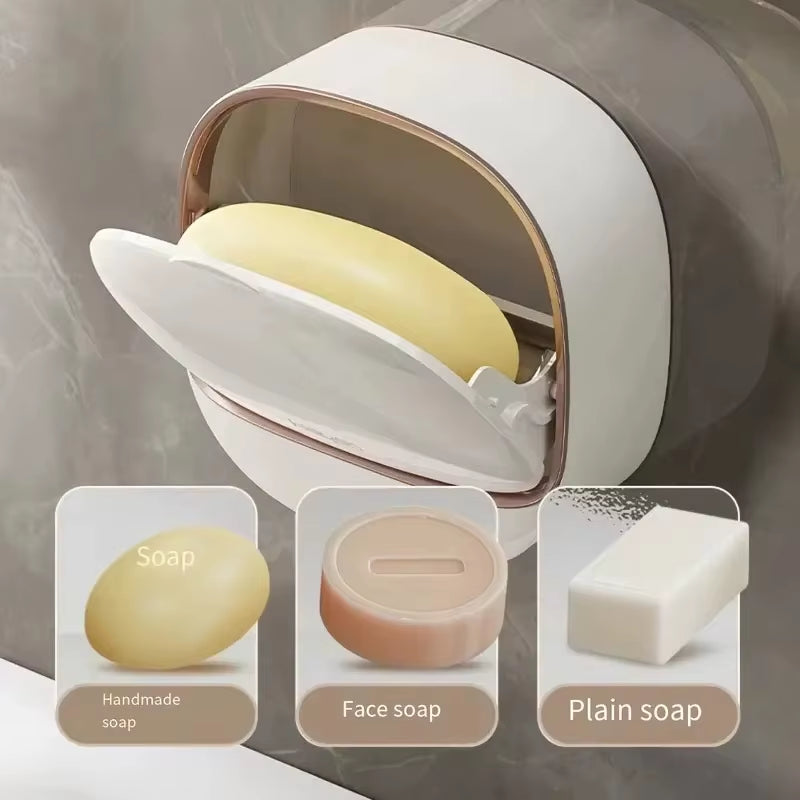 1 Piece Soap Box Free Punching Soap Box Wall-Mounted Household High-Grade Drain Water Storage Bathroom Toilet Soap Shelf