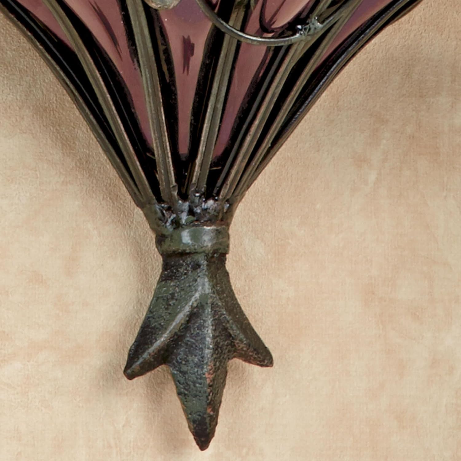 Elegant Grape Vase Wall Accent - Antique Bronze & Purple Glass - Charming Vineyard Decor for Any Room