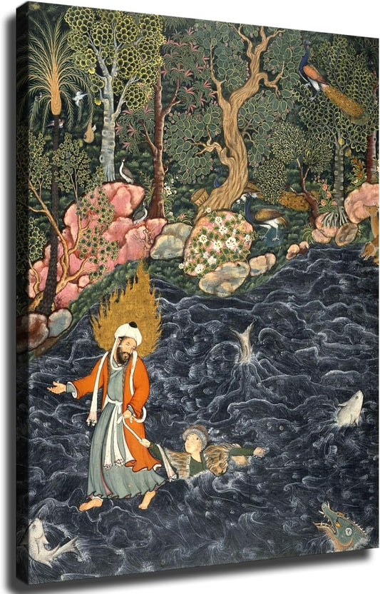 Persian Miniature Art Indian Canvas Wall Decor Art Painting Prints on Modern Posters Prints Artwork for Living Room, Bathroom,Bedroom,Home (8X10Inch Unframed)