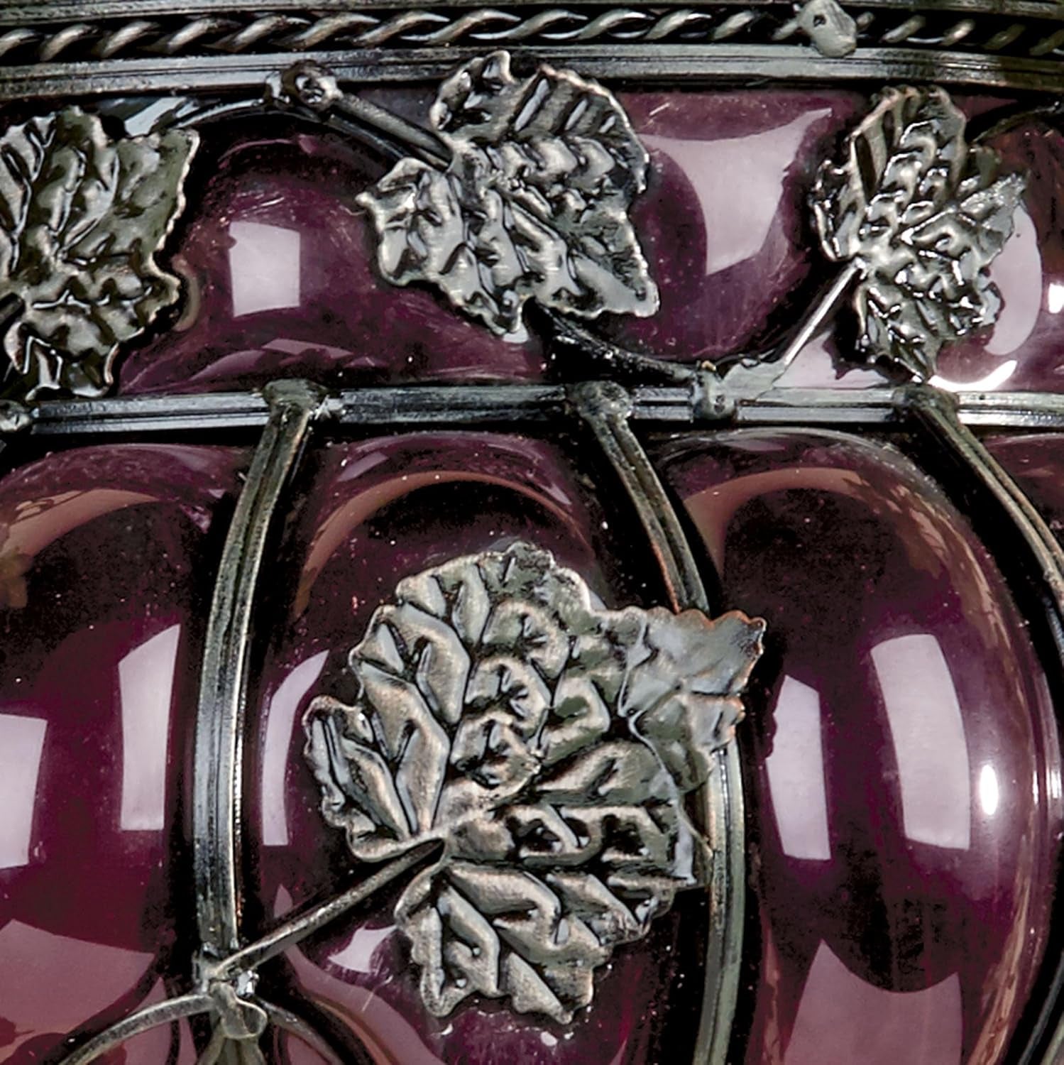 Elegant Grape Vase Wall Accent - Antique Bronze & Purple Glass - Charming Vineyard Decor for Any Room