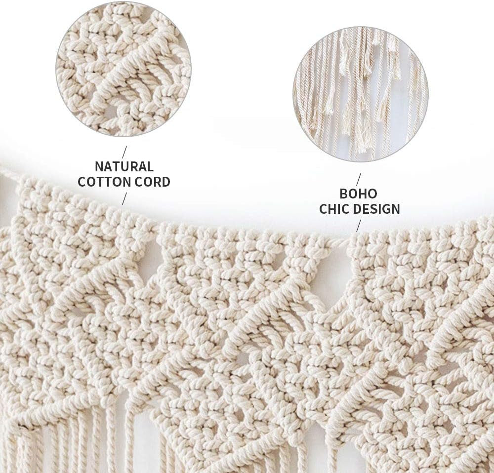 Macrame Wall Hanging, Large Woven Wall Hangings, Boho Cotton Handmade Macrame Backdrop Wall Decor for Wedding Living Room Bedroom Gallery, 37"X 45"